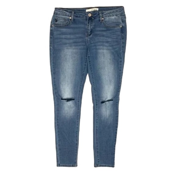KanCan Distressed Knee Skinny Jeans Medium Wash Stretchy Size 27 / 7 - Picture 2 of 10